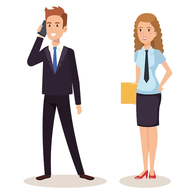 business couple isometric avatars vector illustration design