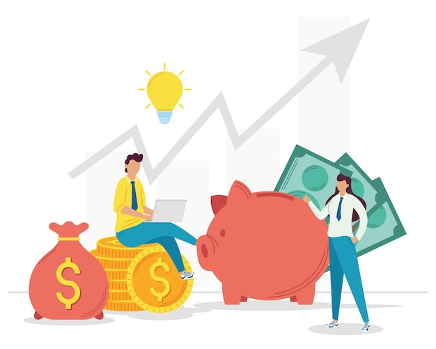 business couple with invest money