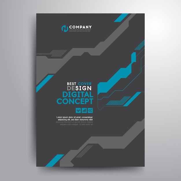 Business cover brochure template digital electronic shapes