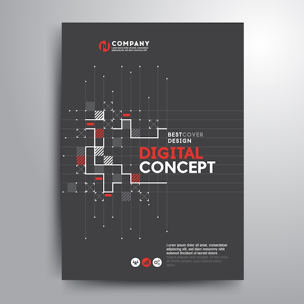 Premium Vector | Business cover brochure template digital electronic shapes