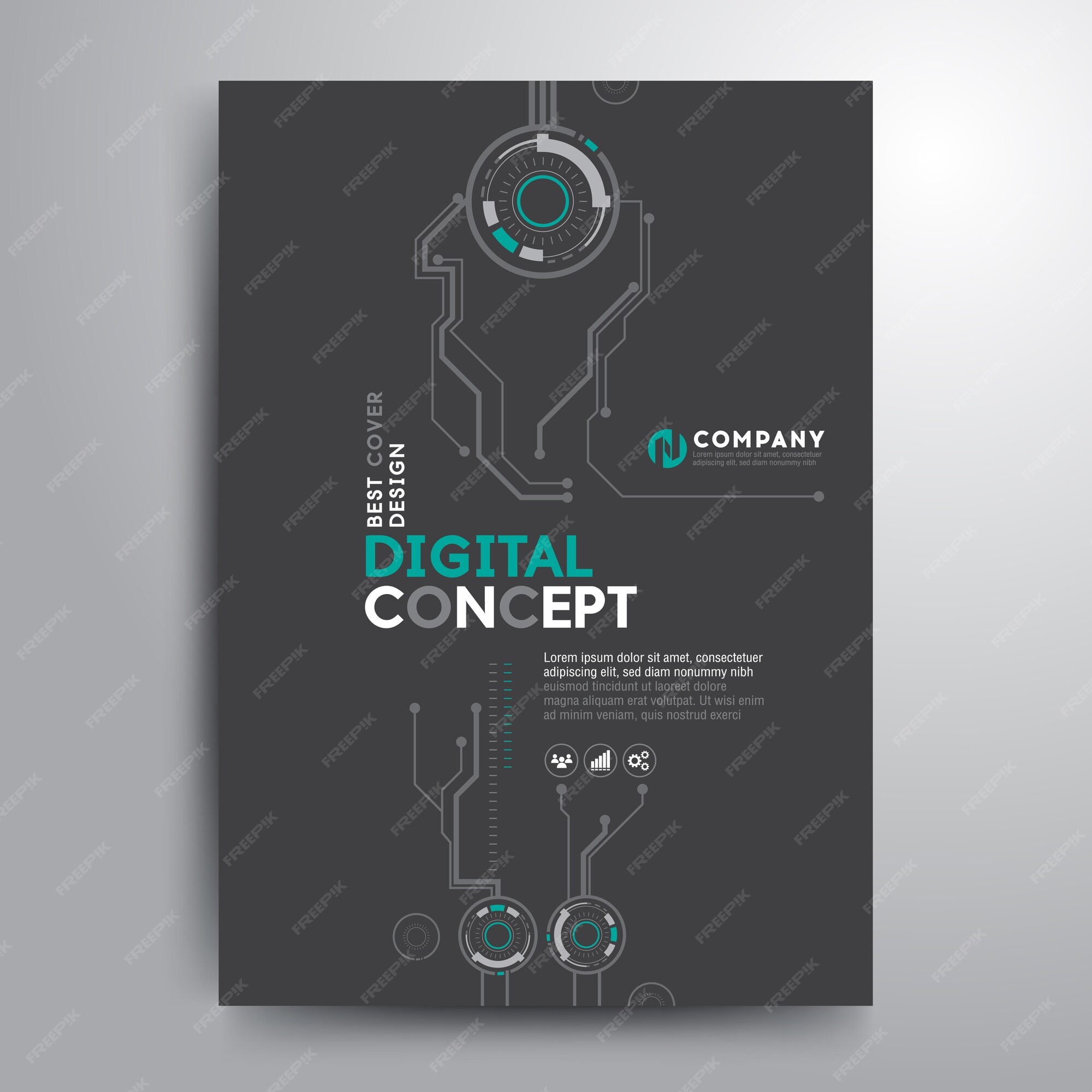 Premium Vector | Business cover brochure template digital electronic shapes