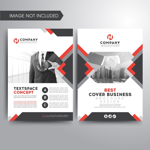 Business cover brochure template red gray geometric shapes