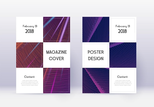 Vector business cover design template set violet abstrac