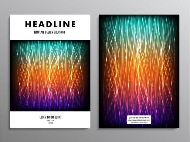 Vector business cover template in a4 format with abstract neon