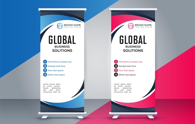 Vector business creative roll up display standee for presentation purpose