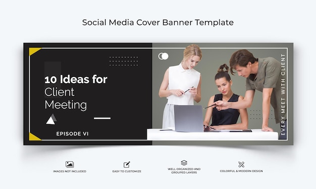 Business creative social media facebook cover banner template premium vector