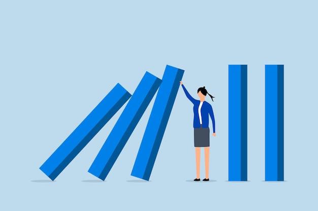 business crisis management a confident business woman helps to stop or protect