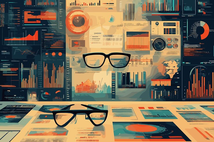 Vector business data analysis concept illustration