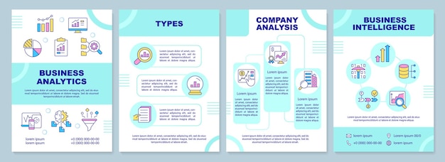 Vector business data analysis turquoise brochure template