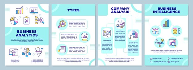 Vector business data analysis turquoise brochure template