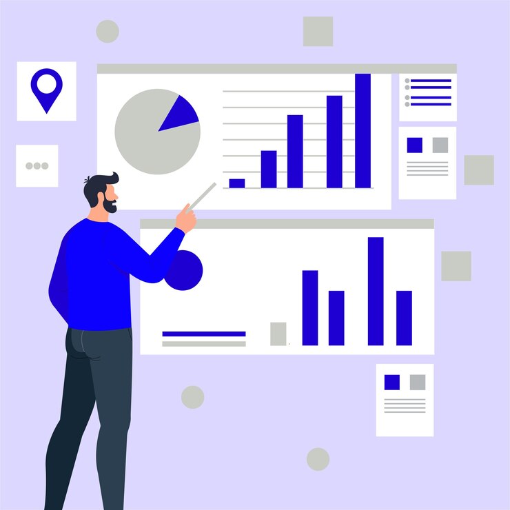Vector business data analytics vector charts and graphs