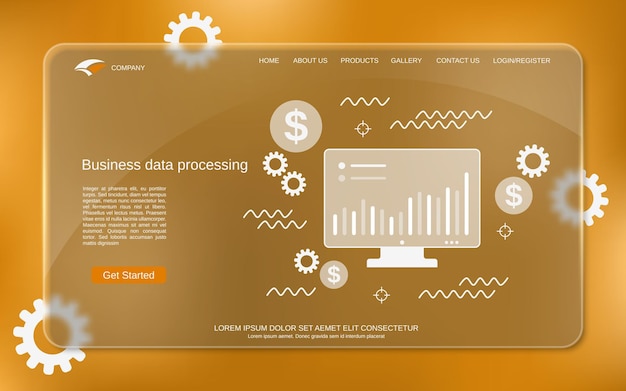 Business data processing vector concept illustration