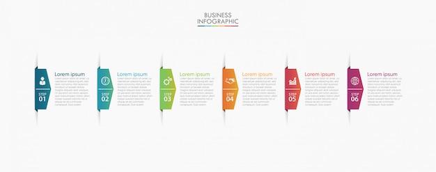 Business data timeline infographic step icons 