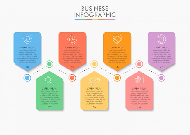 Business data timeline infographic step icons