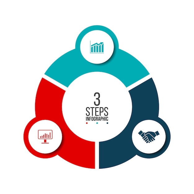 Vettore visualizzazione dei dati aziendali. elementi astratti del diagramma del ciclo con 3 passaggi, opzioni, parti o processi. modello di affari di vettore per la presentazione. concept creativo per infografica. diagramma di processo.