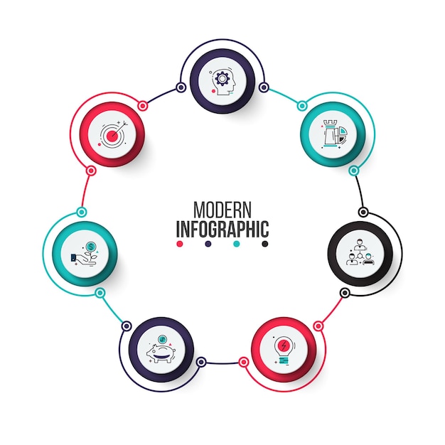 Business data visualization Abstract elements of cycle diagram with 7 steps