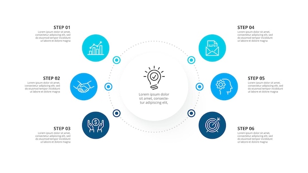 Visualizzazione dei dati aziendali. elementi astratti con 4 passaggi. concept creativo per infografica.