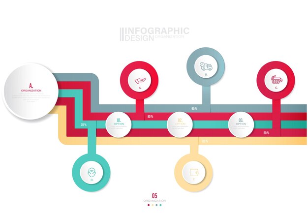 Illustrazione di stock di elementi infografici di visualizzazione dei dati aziendali parte infografica dei passaggi i