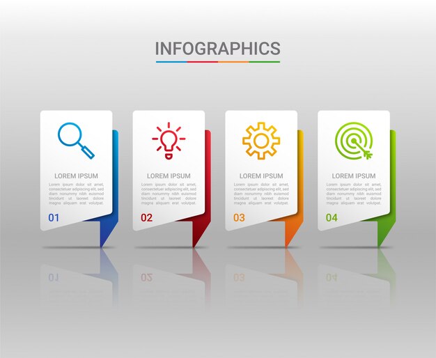 Визуализация бизнес-данных, инфографический шаблон с 4 шагами