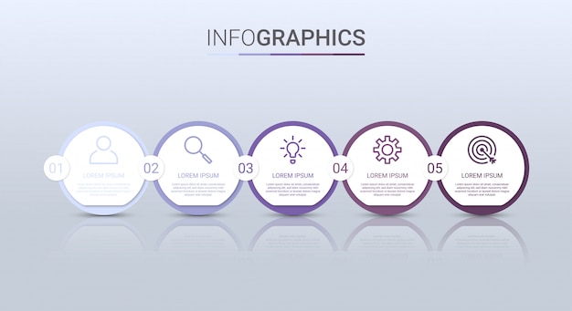 Business data visualization, infographic template with 5 steps  illustration