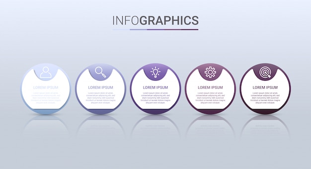 Business data visualization, infographic template with 5 steps  illustration