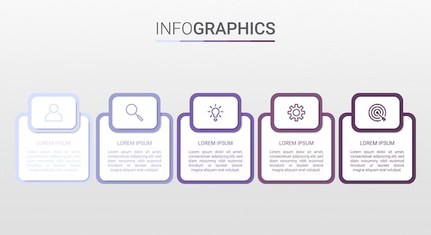 비즈니스 데이터 시각화, 5 단계 infographic 템플릿