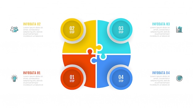 Visualizzazione dei dati aziendali. infografica con 4 opzioni.