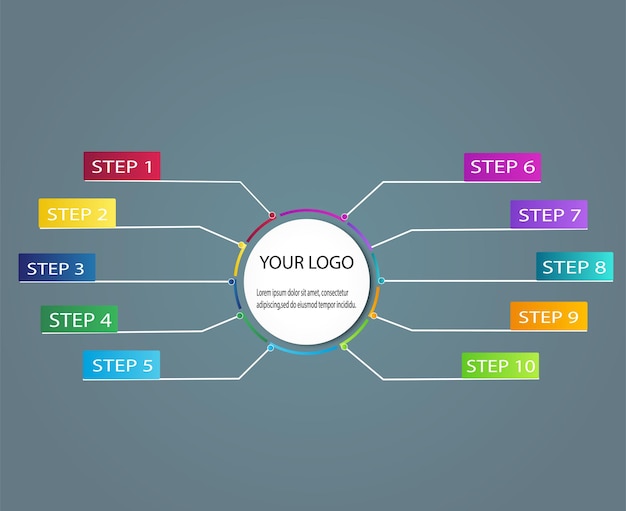 Premium Vector | Business data visualization process chart with 10 step ...