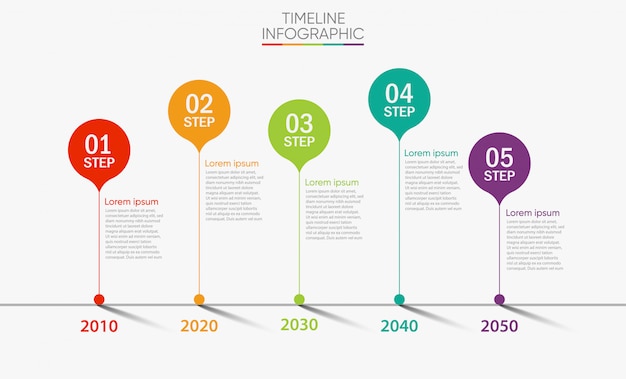 Business data visualization timeline infographic icons design