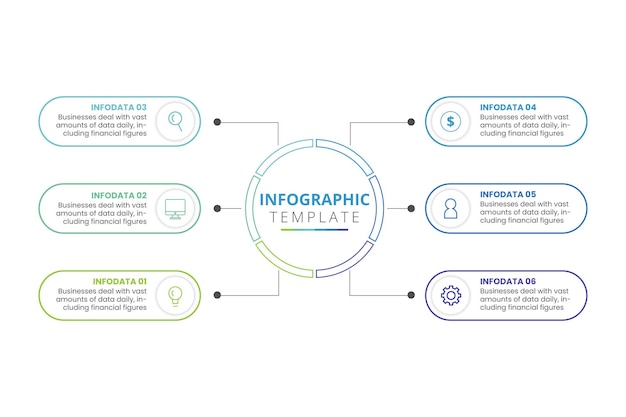 Icone infografiche della timeline di visualizzazione dei dati aziendali progettate per un modello di sfondo astratto