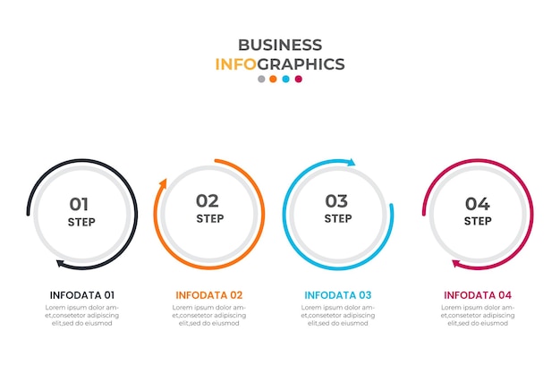 Icone infografiche della linea temporale di visualizzazione dei dati aziendali progettate per il modello di sfondo astratto