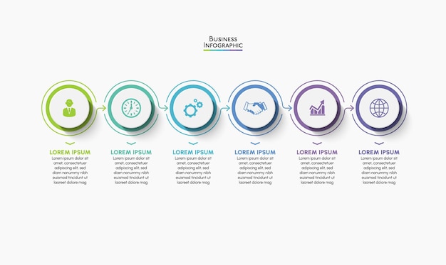 Icone di infografica timeline di visualizzazione dei dati aziendali progettate per il modello di sfondo astratto