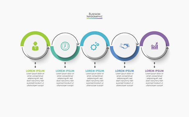 Business data visualization timeline infographic icons designed for abstract background template