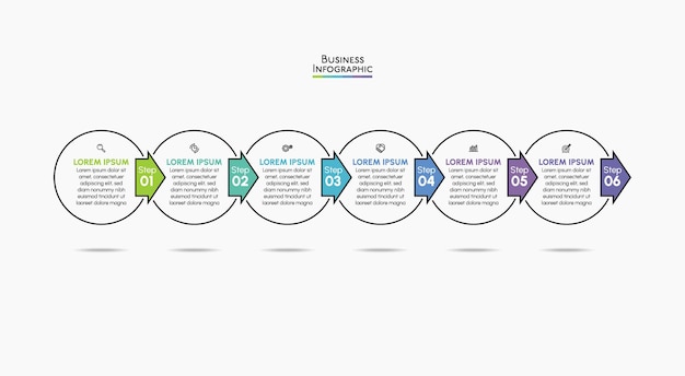 Icone infographic di cronologia di visualizzazione dei dati aziendali progettate per il modello di sfondo astratto