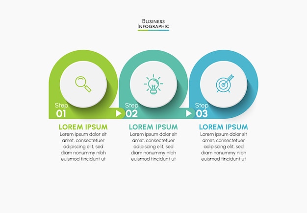 Icone infographic di cronologia di visualizzazione dei dati aziendali progettate per il modello di sfondo astratto