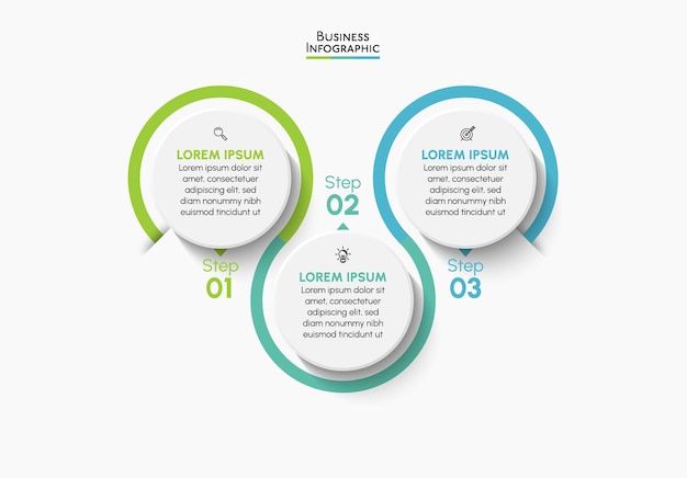 Icone infographic di cronologia di visualizzazione dei dati aziendali progettate per il modello di sfondo astratto