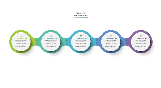 Visualizzazione dei dati aziendali. icone di infografica timeline progettate per il modello di sfondo astratto