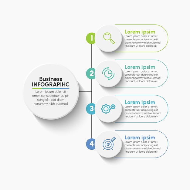 Vettore visualizzazione dei dati aziendali. icone di infografica timeline progettate per il modello di sfondo astratto