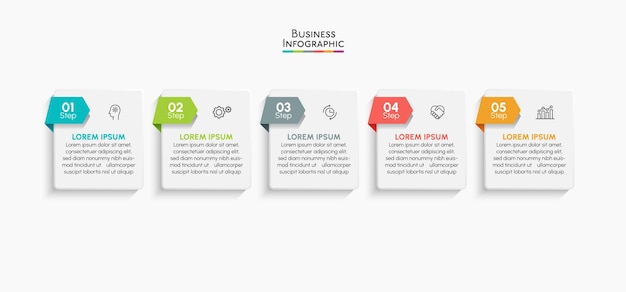 Vettore icone infographic di cronologia di visualizzazione dei dati aziendali progettate per il modello di sfondo astratto