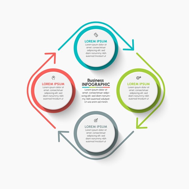 Vettore icone infographic di cronologia di visualizzazione dei dati aziendali progettate per il modello di sfondo astratto