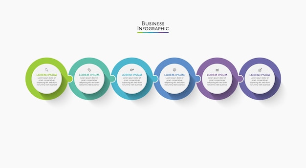 ビジネスデータの視覚化。抽象的な背景テンプレート用に設計されたタイムラインのインフォグラフィックアイコン