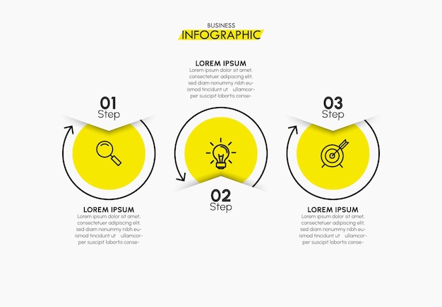 비즈니스 데이터 시각화. 추상적 인 배경 템플릿을 위해 설계된 타임 라인 인포 그래픽 아이콘