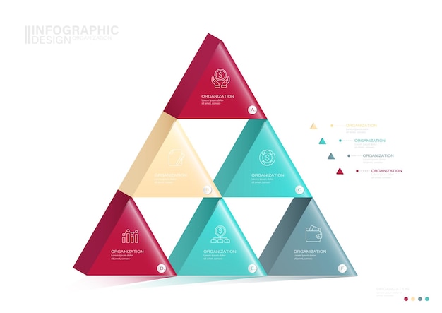 Illustrazione di stock del modello di diapositiva del diagramma del triangolo di visualizzazione dei dati aziendali informazioni sulla forma del triangolo