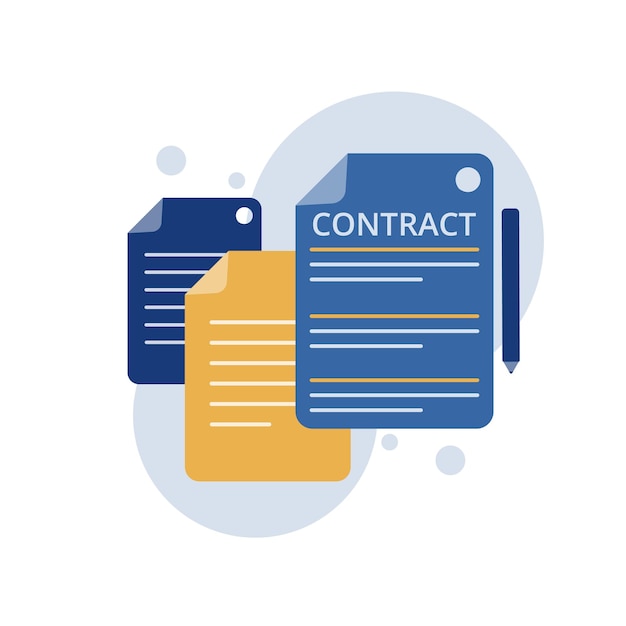 Vettore accordo commerciale contratto di lavoro firma documento commerciale illustrazione vettoriale
