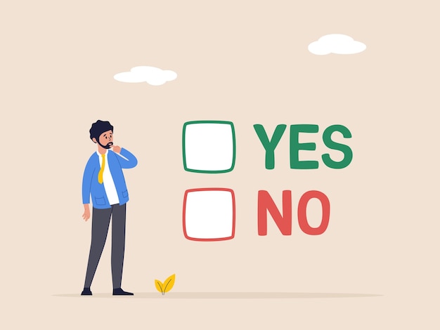 Business decision making concept choose yes or no alternative or choices