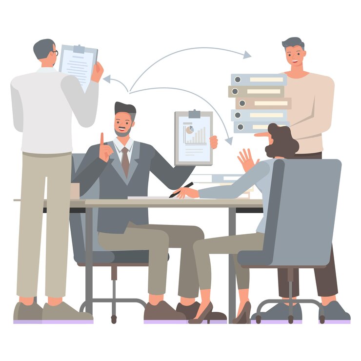 Vector business delegation illustratie concept kantoor man en vrouw karakter vector ontwerp