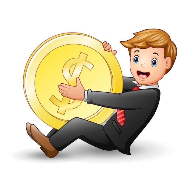 Business design a man is holding a dollar coin