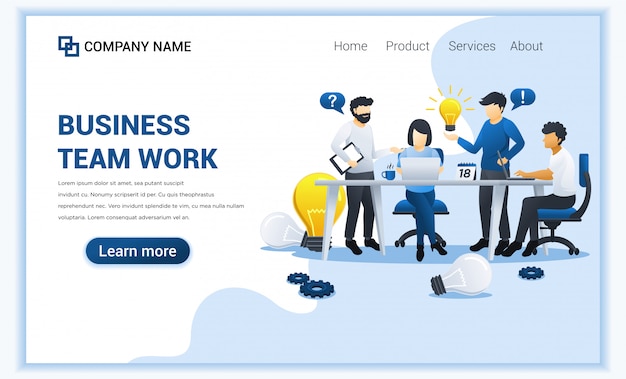 Business  design with people work on table having idea for solutions. Business leadership, cooperation, partnership, team metaphor, team work symbol. Flat  illustration