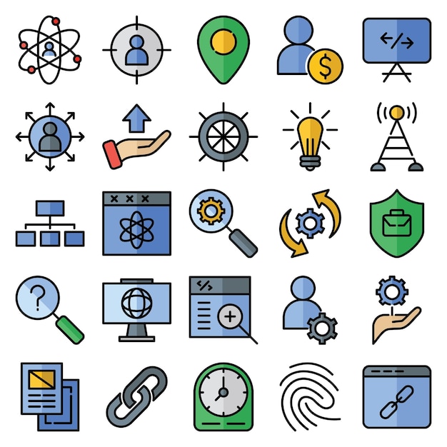 Business developments (linear color) icons set.