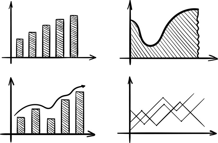 Vector business diagram vector icon simple black outline illustration statistics and analytics doodle in